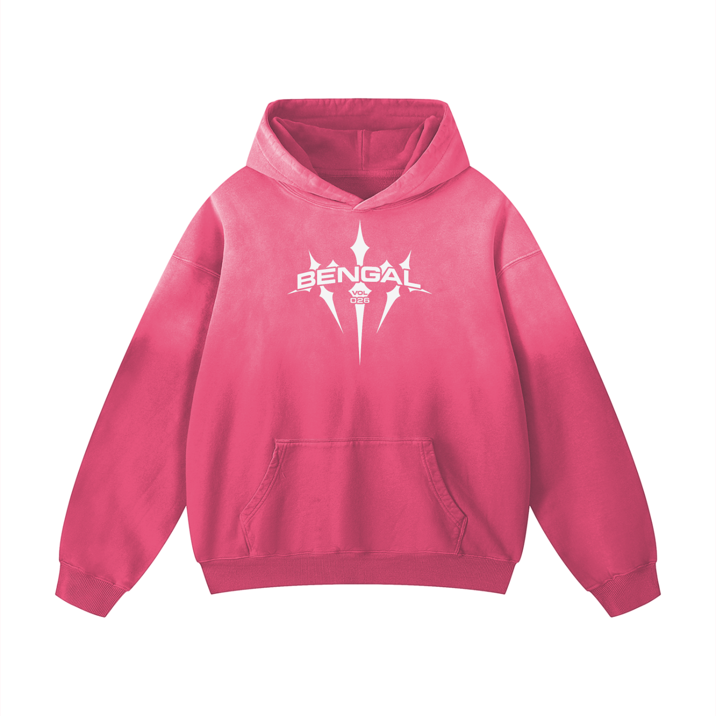 Pink Sun Faded Oversized Hoodie (All White Logo)